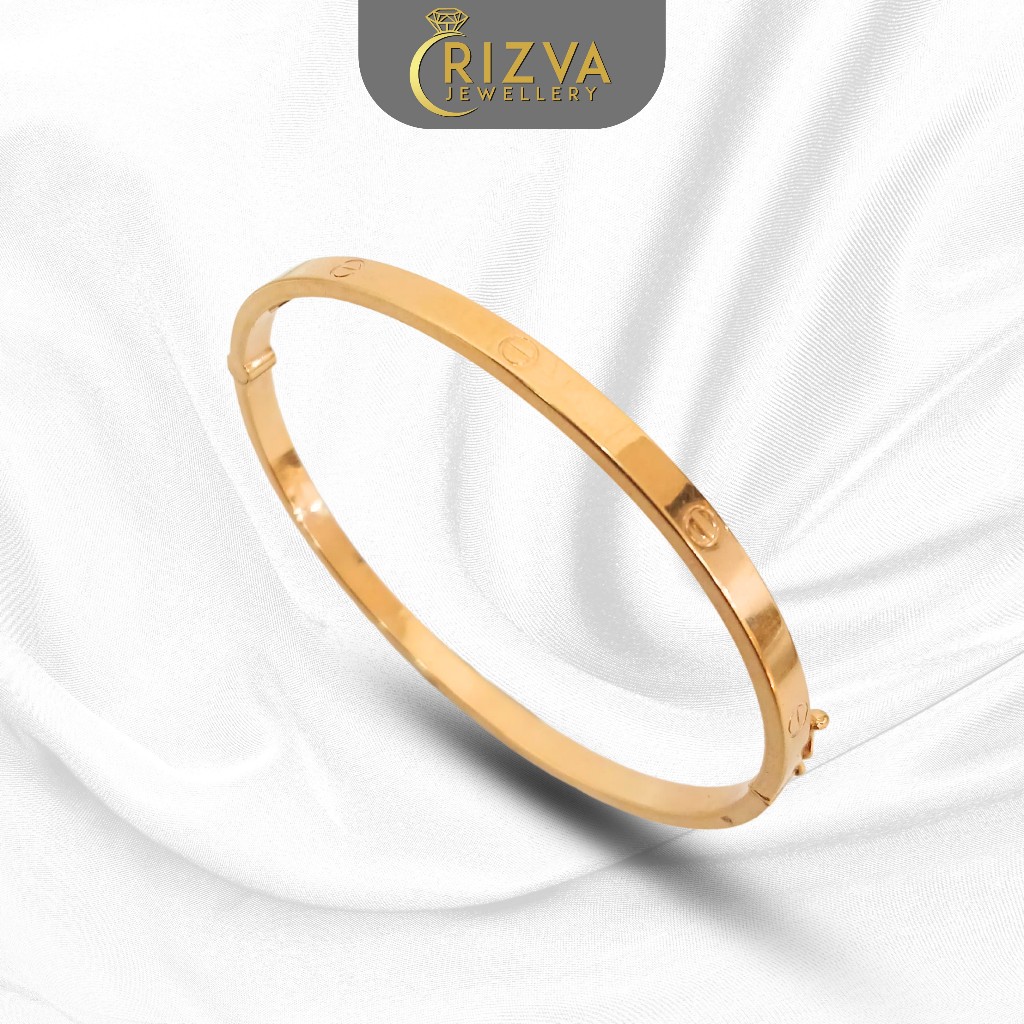 Gelang Cartier Emas Polos Gold Kadar 8K Rizva Jewellery