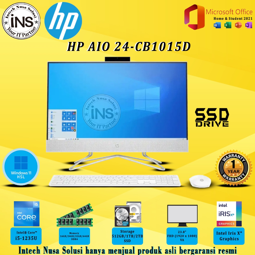 HP AIO 24-CB1015D i5-1235U 16GB 512GB WIN11HSL+OHS 2021 1YR