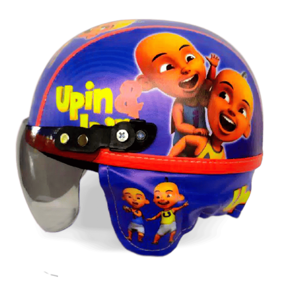 Helm anak motif upin-ipin hitam merah Usia 1 2 3 4 Tahun Cod