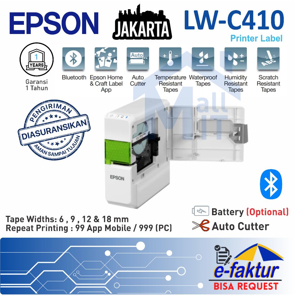 MALLIT EPSON Printer Label Epson LW-C410 EPSON LWC410  LW C 410 Label Printer Bluetooth Jakarta