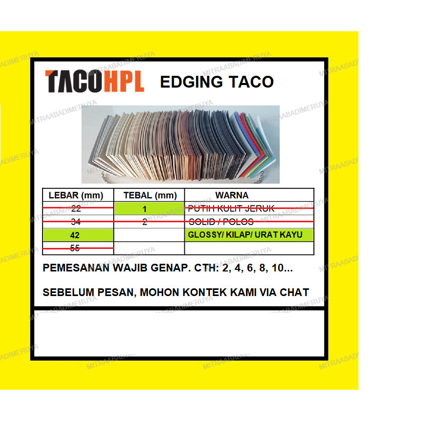 Edging TACO HPL 42/1 mm Urat Kayu / Glossy