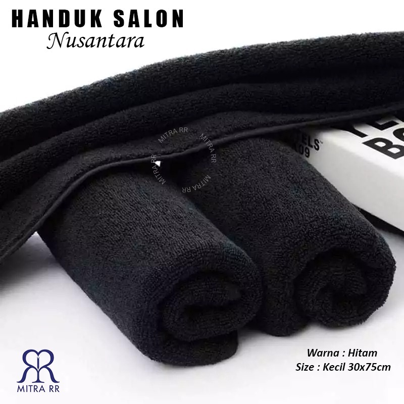 Handuk Polos Hitam Kecil 30 x 75cm | Handuk Salon Handuk Muka Handuk Olahraga Handuk Hitam Nusantara