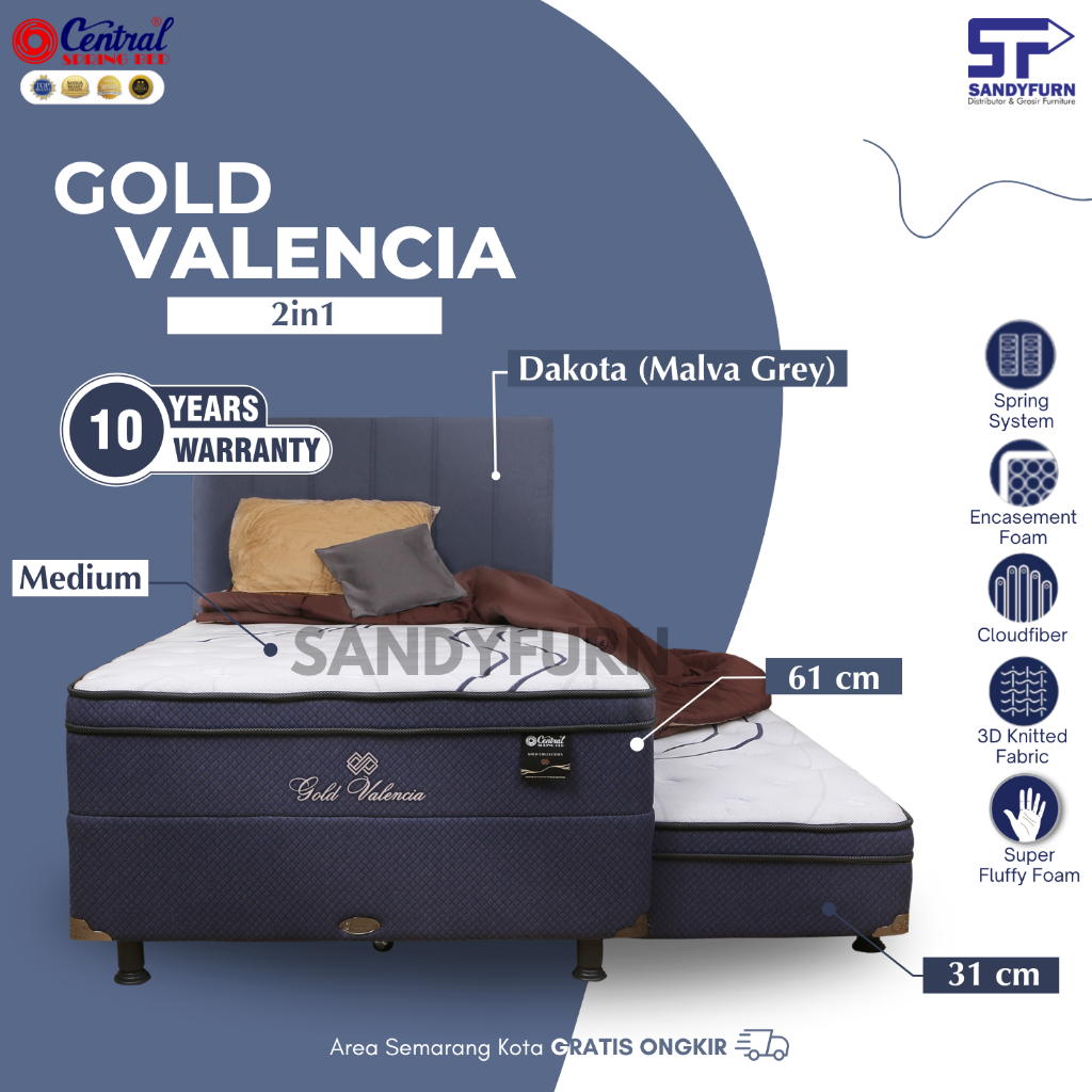 Central Springbed Gold Valencia 2in1 Springbed Sorong