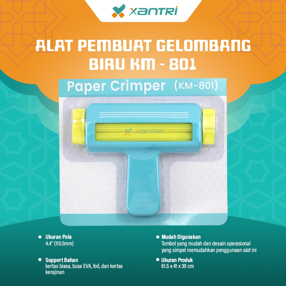 

Xantri - Paper Crimper Straight Line / Alat Pembuat Gelombang Warna Pink Biru KM - 801