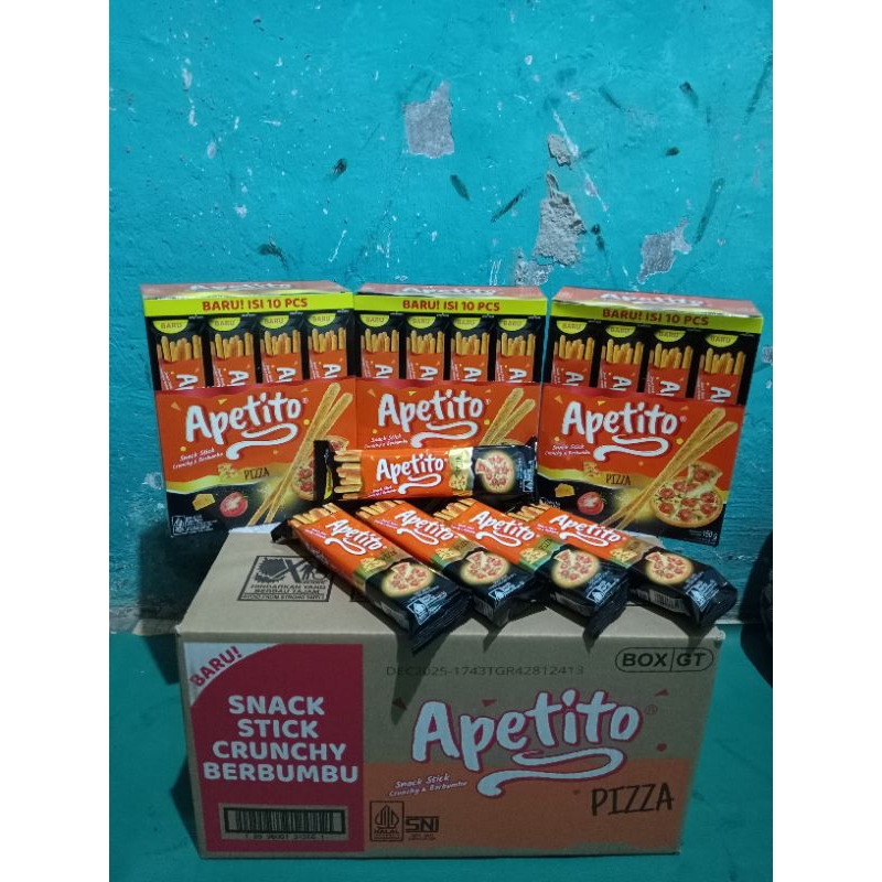 

Roma apetito biskuit stik rasa pizza 1 box isi 10 sachet