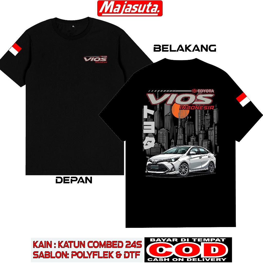 KAOS TOYOTA NEW VIOS INDONESIA M4 COMBED 24S BISA COD//KAOS CLUB//KAOS COMUNITAS//KAOS DISTRO