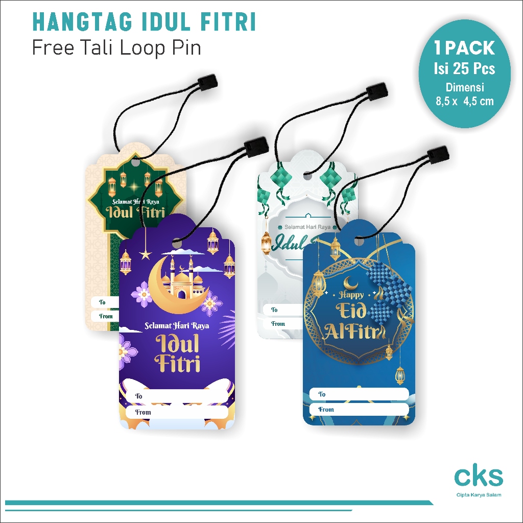 

Hang Tag Idul Fitri Selamat Hari Raya Idul Firti isi 25 pcs Free Tali Loop Pin Hang Tag Idul fitri