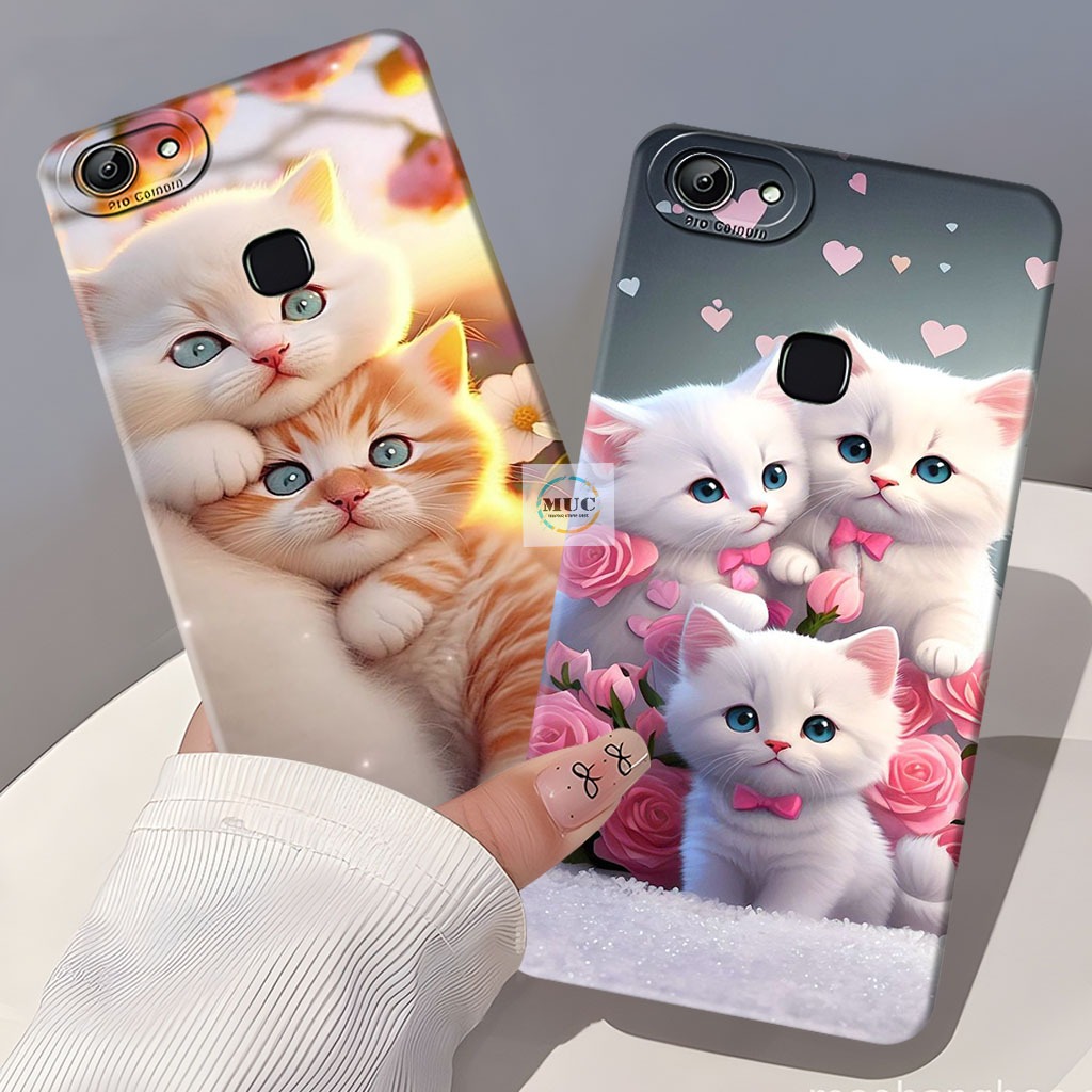 Cassing Vivo V7 Plus / V5 Plus / V9 / Vivo Z1 Pro Case Motif Kucing Lucu - Case Vivo - Marbel Case -