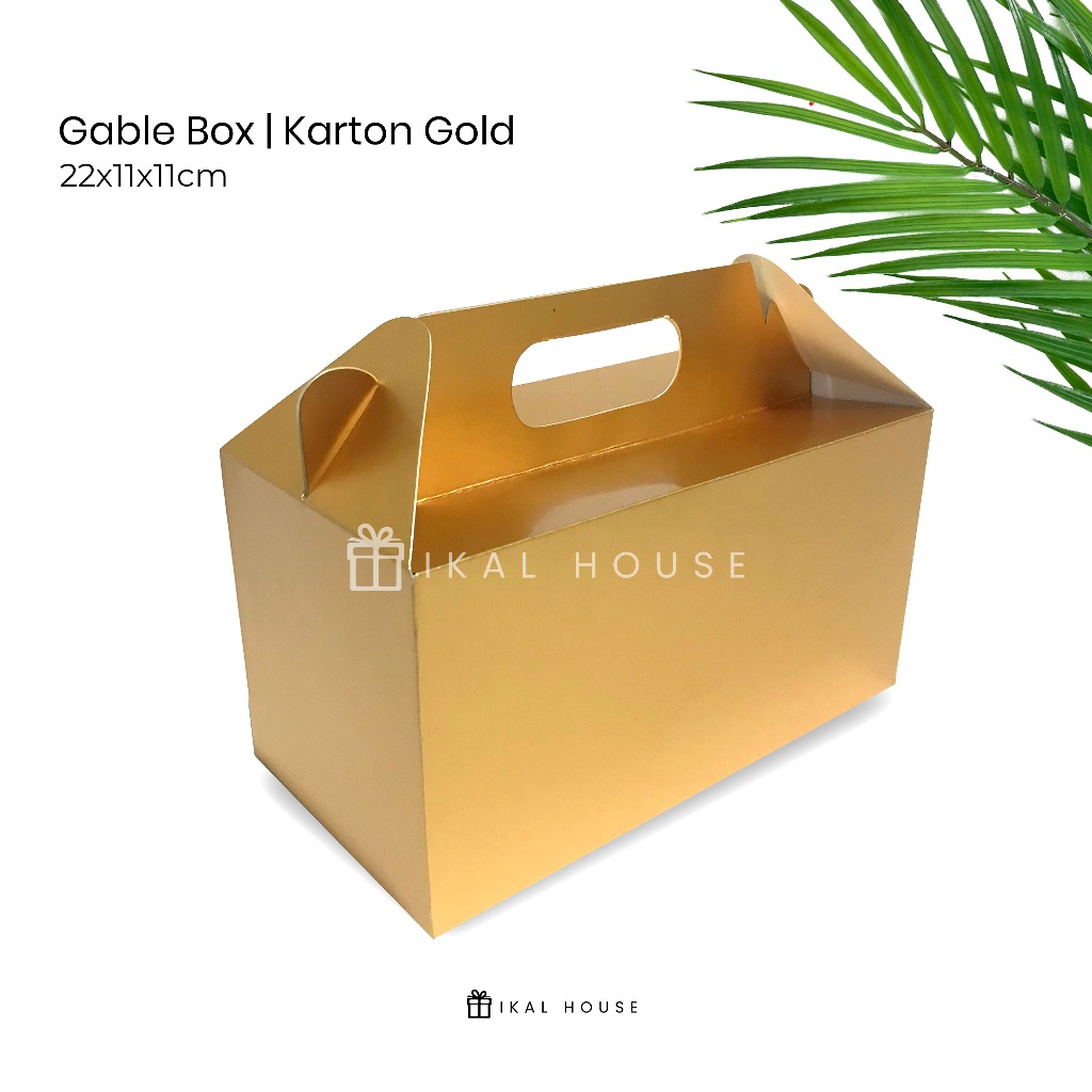 

Ikal House- Gable Box Karton Gold : 22x11x11 cm / snack box / hampers / box lebaran