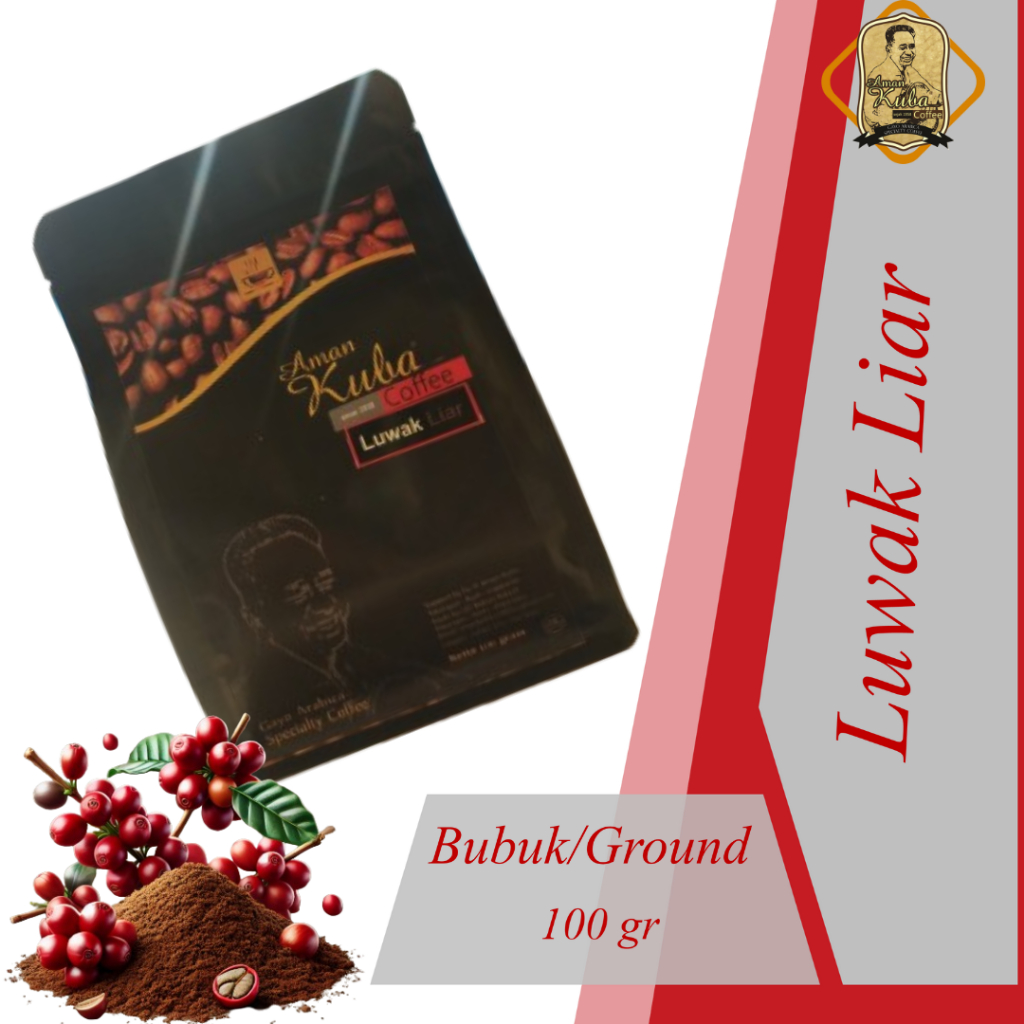 

Aman Kuba Coffee II Gayo Arabika Aceh Takengon Wild Luwak Premium 100% Asli II Bubuk II 100g