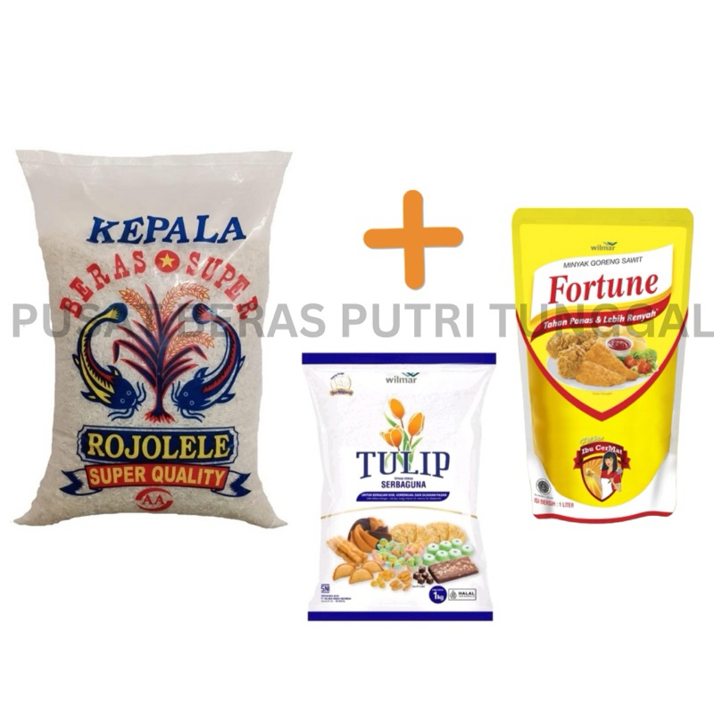 paket sembako beras 5liter+ tepung 1kg + minyak 1L