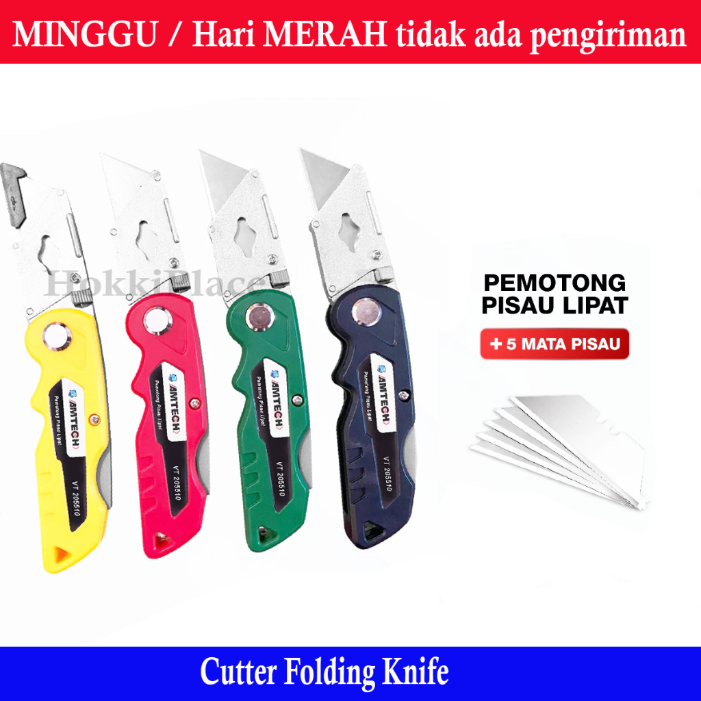 

Pisau Cutter LIpat Mini Cutter Multifungsi AMTECH Cutter Lipat Gypsum Cuter Free 5 PCS