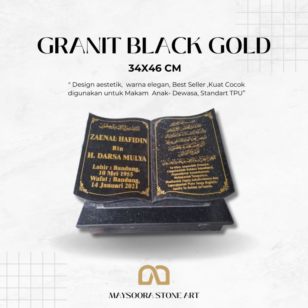 BATU NISAN BUKU GRANIT BLACK GOLD