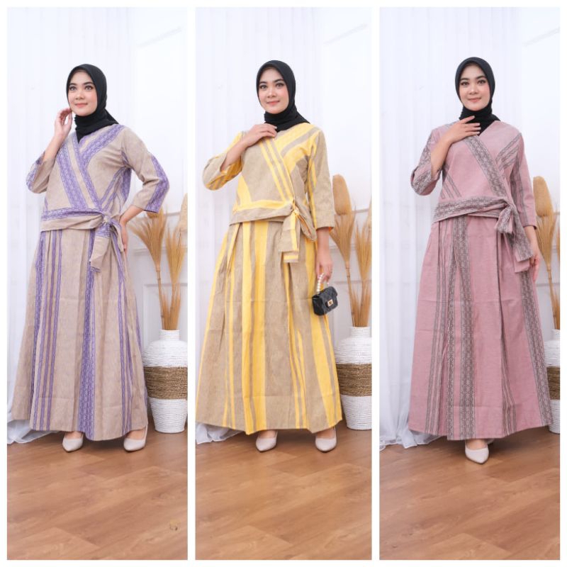 One Set Ethnic Atasan Kimono Busui & Rok ORI Tenun Troso Jepara