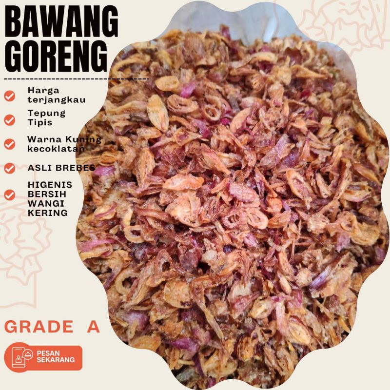

1KG Bawang Merah Goreng Asli Brebes 1kg Fried onion Brambang Goreng Asli Brebes Murni Harum Bersih