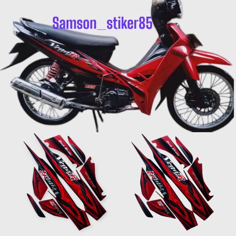 STIKER STRIPING LIS LES BODI MOTOR YAMAHA VEGA R NEW LATIN 2008 2009 HITAM MERAH LIST BODY STANDAR