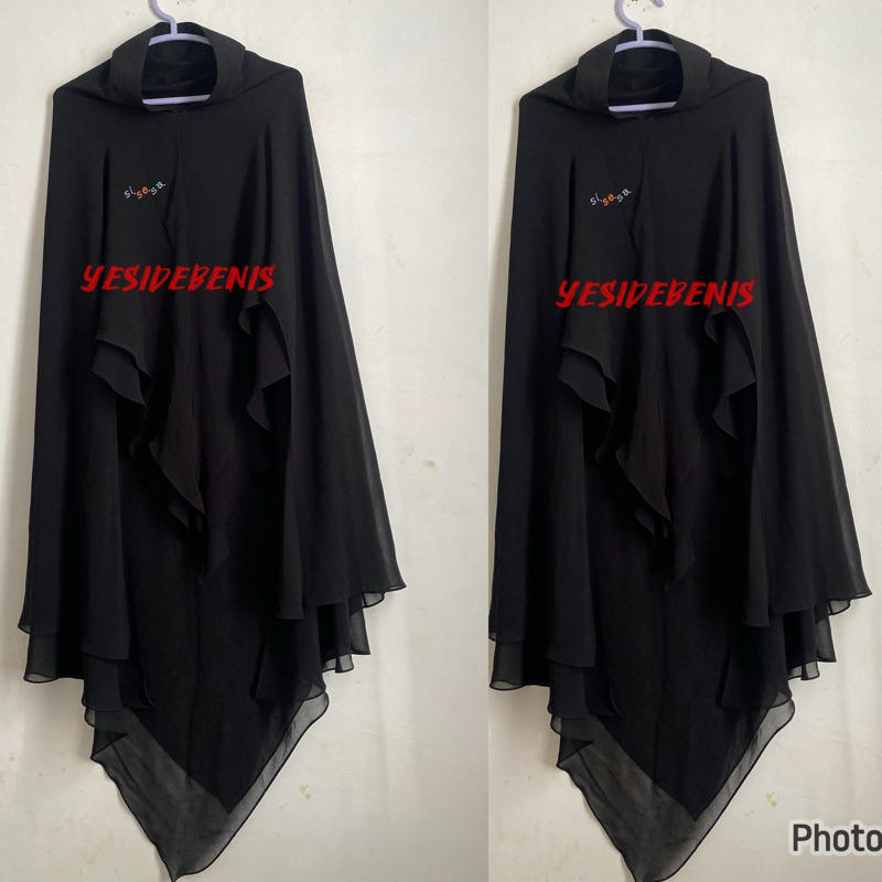 PRELOVED KHIMAR SISESA ORIGINAL LONG NAOMI BLACK LIMITED MULUS