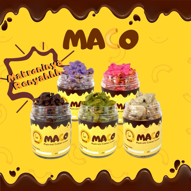 

MACO - Makaroni Lumer Coklat Snack Viral Varian Coklat Matcha Strawberry Taro Tiramisu