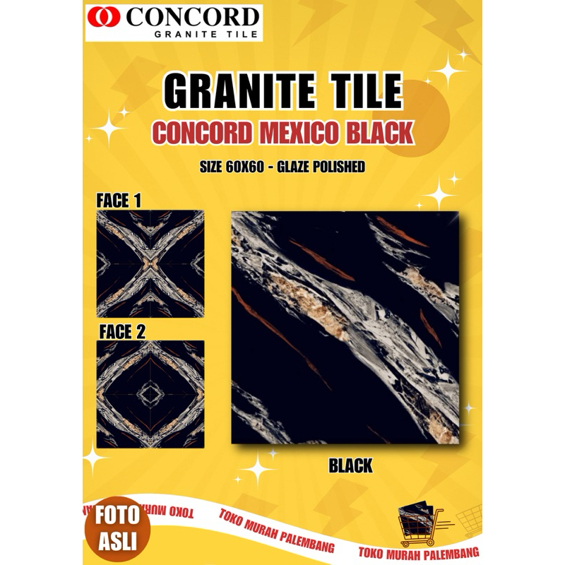 Granite Concord 60x60 Mexico Black | Granite Hitam Glossy | Granite Glossy