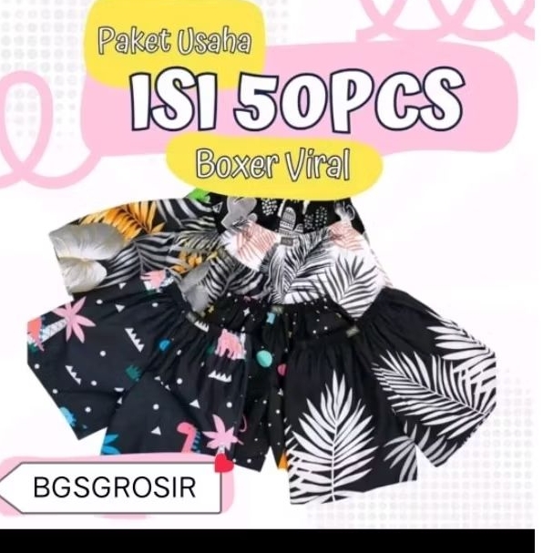 (50 Pcs) Paket Hemat Usaha Boxer Celana Pendek Santai  Celana Kolor Dewasa