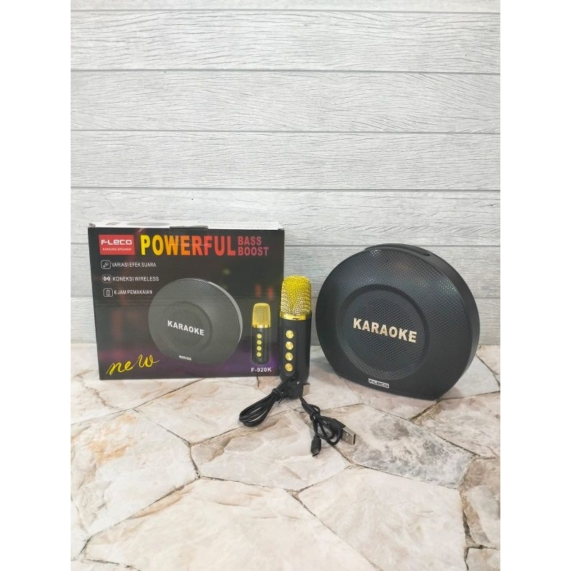 Speaker Wireless Karaoke Portable Fleco F-920K / F-1403/923K Speaker Mini Bluetooth USB MicroSD TF C
