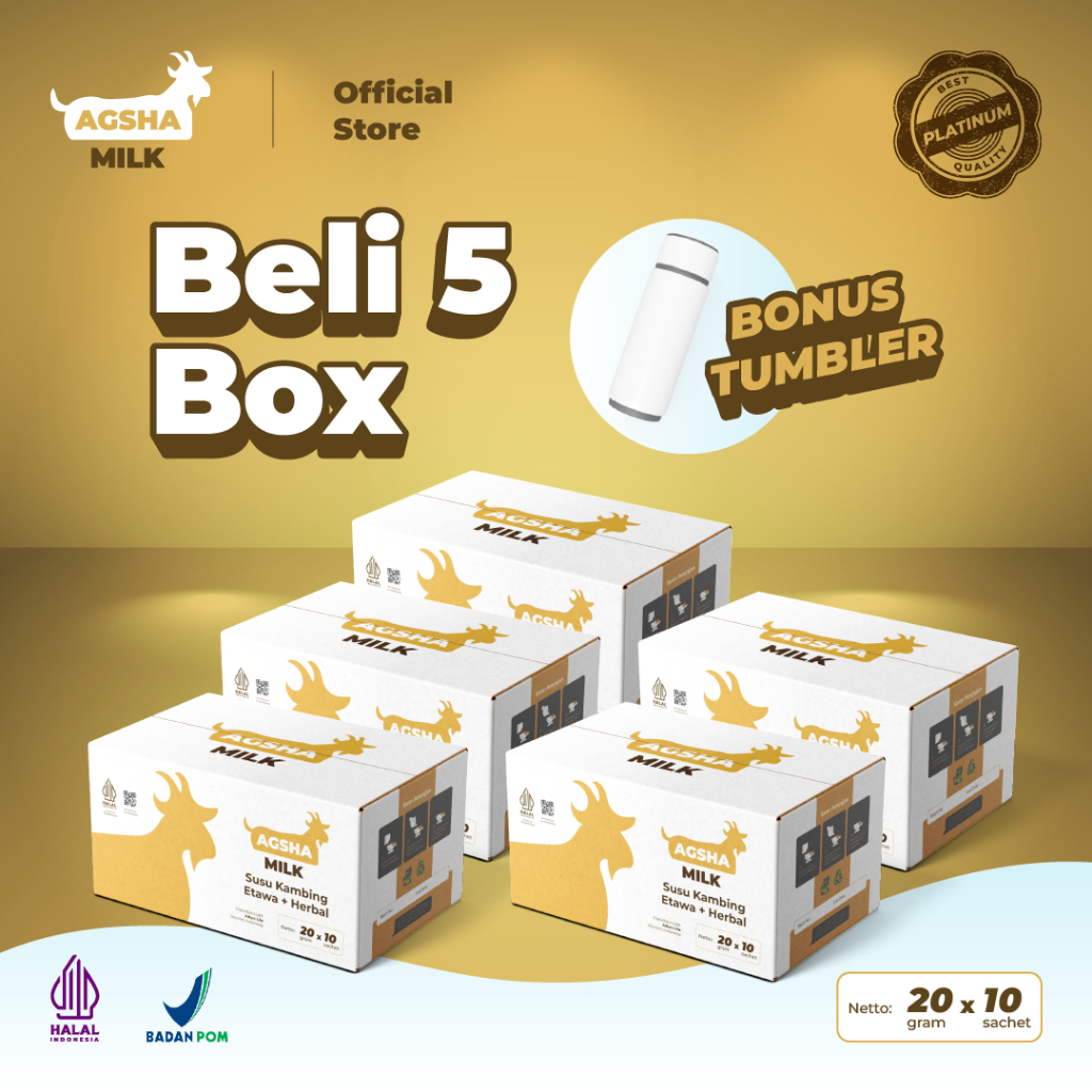 

Agsha Milk Susu Kambing Etawa Full Cream Paket 5 Box (1 Box isi 10) | Original 100% Murni Bubuk