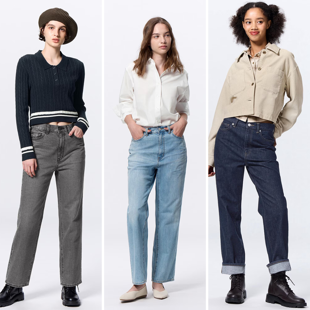 Uniqlo GU Boyfriend High Rise Straight Jeans Celana Jeans Wanita