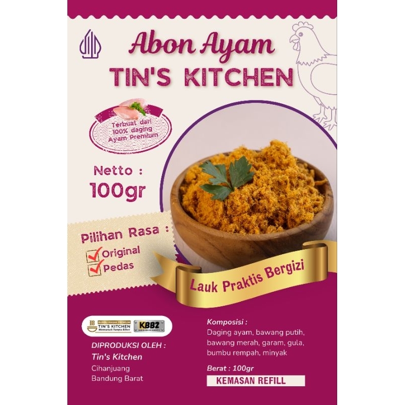 

Abon Ayam Tin's Kitchen Kemasan Refill plastik 100gr