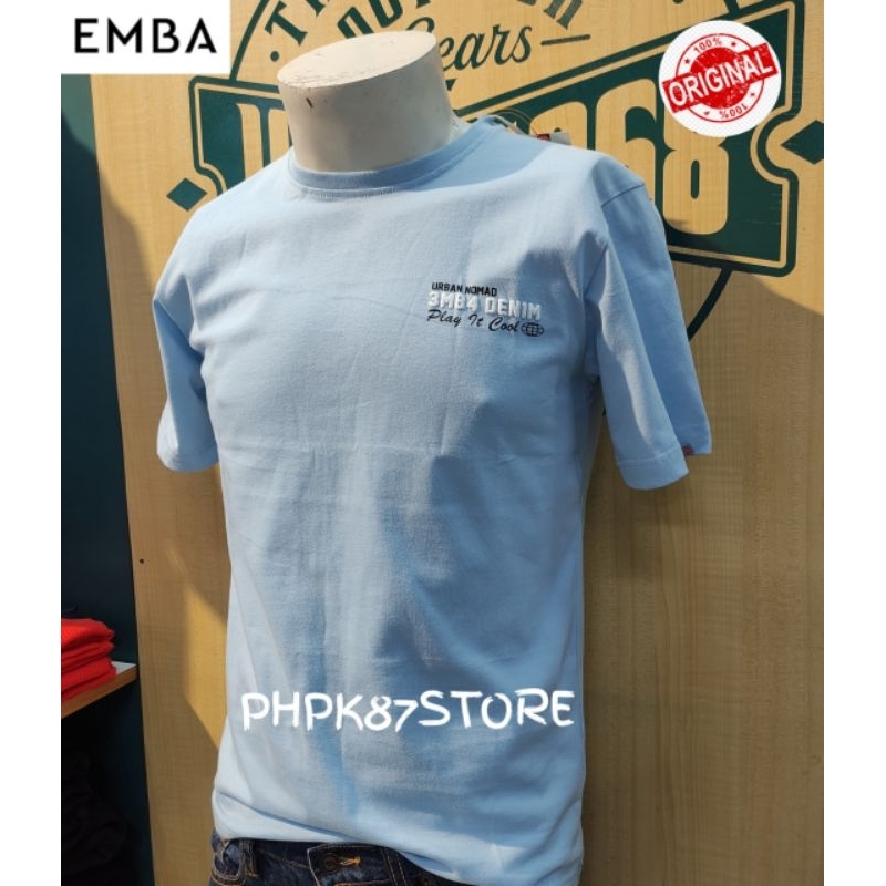 T-shirt pendek pria original merek emba denim,kaos kerah buat original