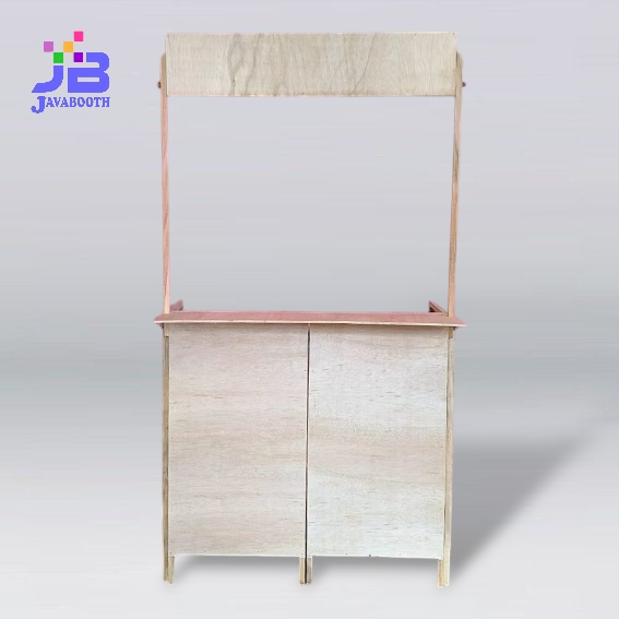 Booth Portable Kayu / Booth Polos / Gerobak Lipat / Meja Lipat / Standar / 3 Rak / Rak Depan