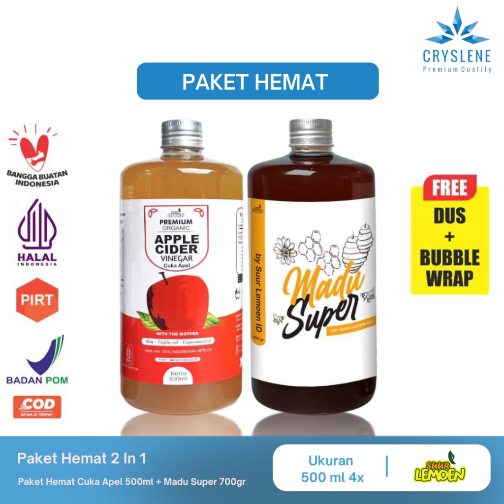 

Paket Asam Lambung Diet Sehat Bundling Cuka Apel 500ml dan Madu Hutan 700gr Suur Lemoen By CRYSLENE