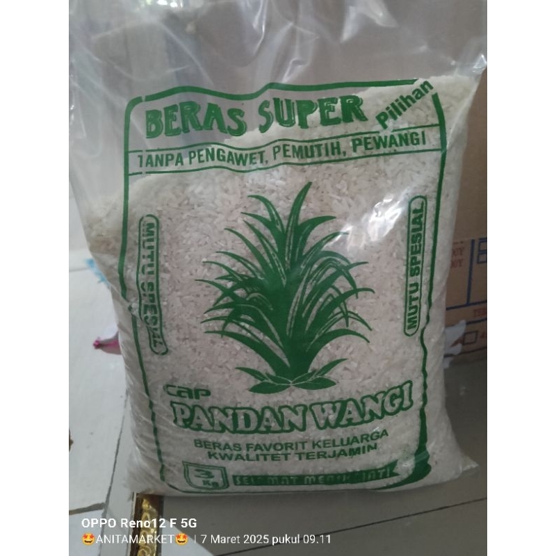 

Beras PandanWangi 3kg timbangan pas 3kg asli dari padi desa