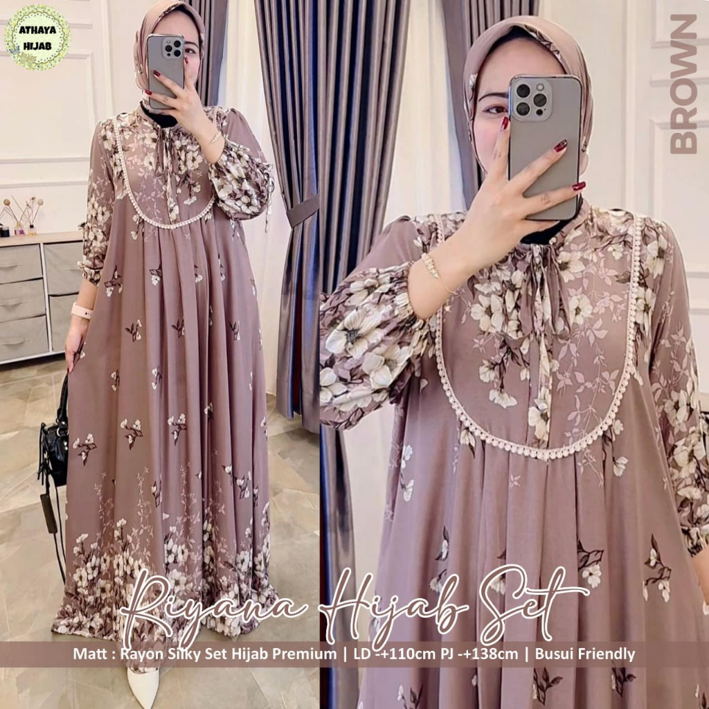 RIYANA INKA LADY SETELAN HIJAB ONESET WANITA BY ATHAYA CERUTY BROKAT DIOR SILK