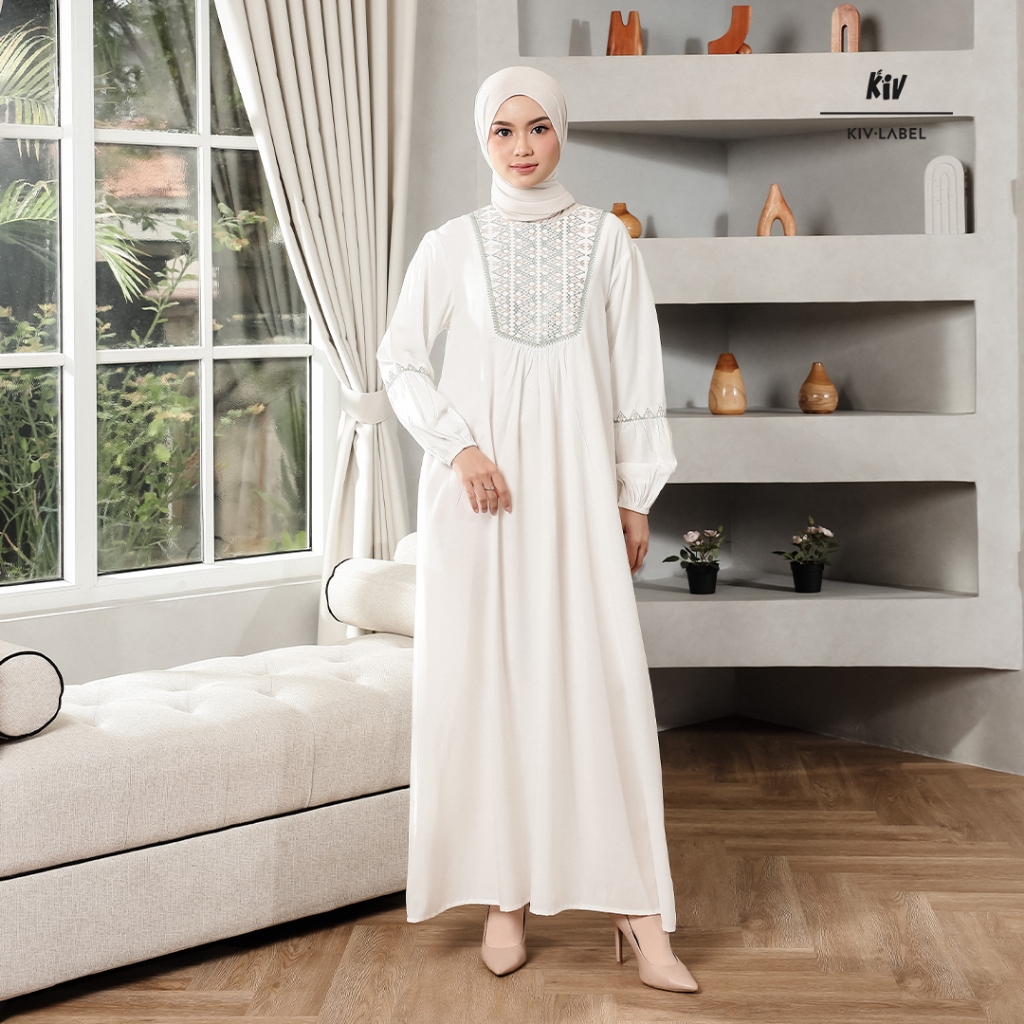 KIV LABEL Gamis Dewasa Katun Kombinasi Bordir Sarimbit Teduh Series GMPKL 3424