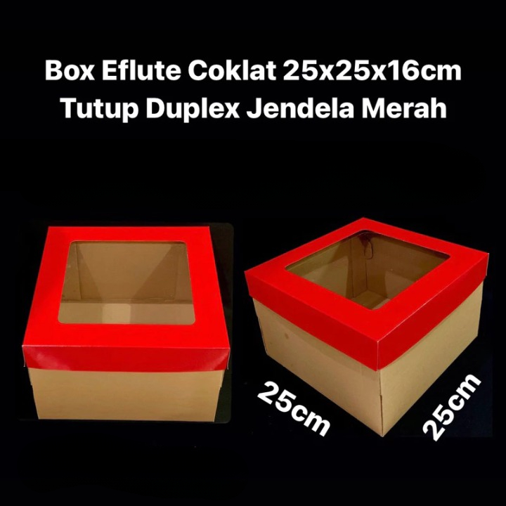 

Box Corrugated Tutup Duplex Dus Hampers Merah Jendela Mika 25x25x16cm