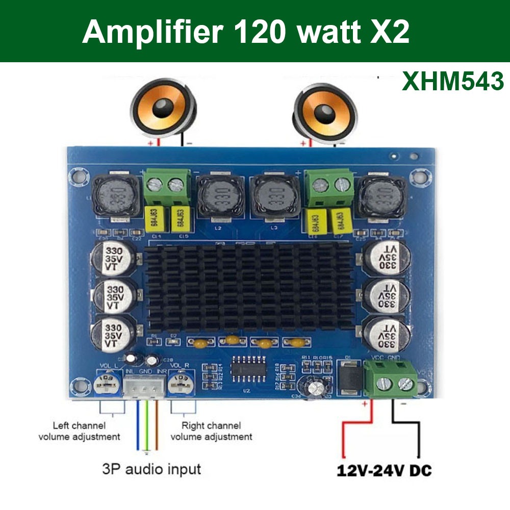 Power Amplifier 2x120W Stereo Subwofer class D XHM543