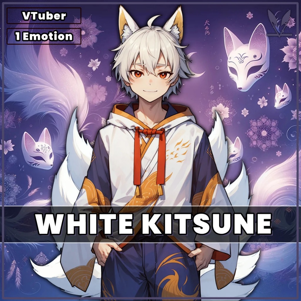 Vtuber / Live2d (Premade & Siap Pakai) - White Kitsune Boy