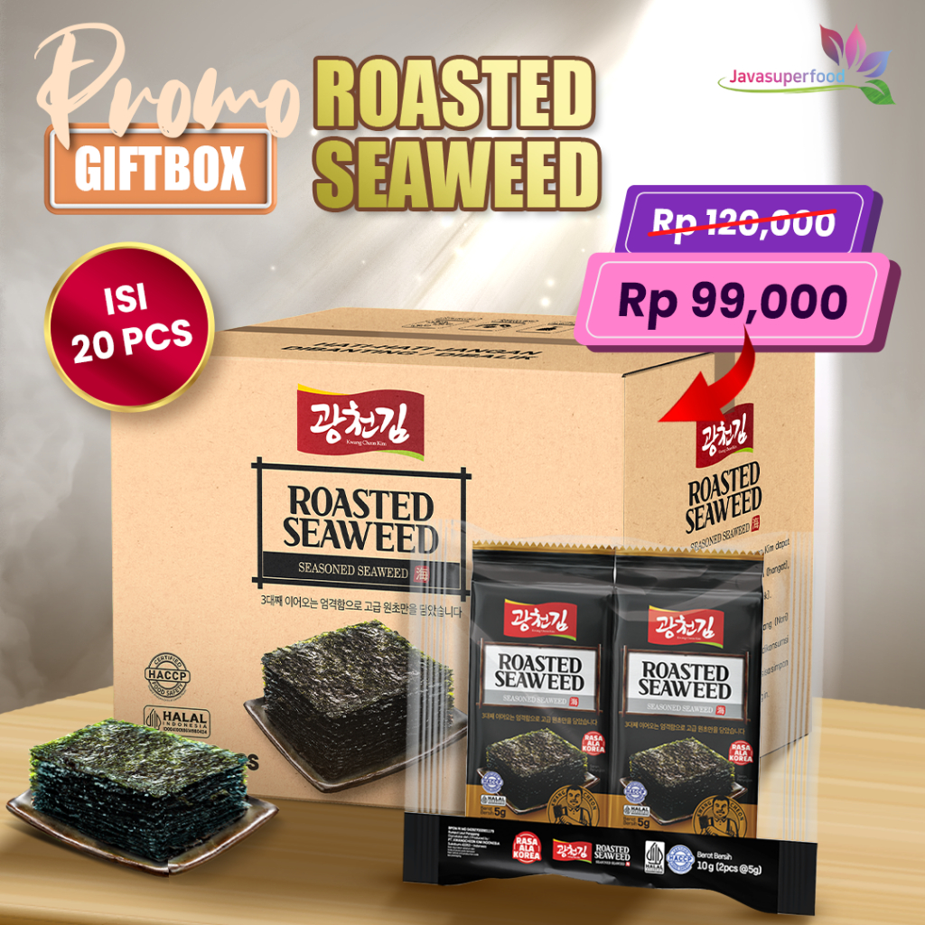 

(HALAL) ROASTED SEAWEED KWANGCHEON KIM 100G (1 GIFTBOX ISI 20 PCS) / RUMPUT LAUT PANGGANG / NORI PANGGANG / NORI SNACK