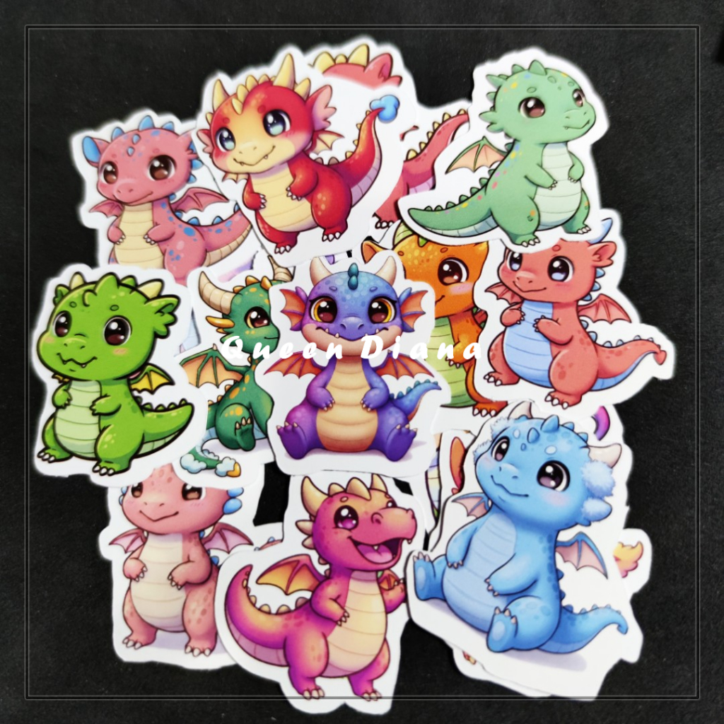 

stiker dragon chibi isi 15 pcs sticker gambar naga imut warna warni
