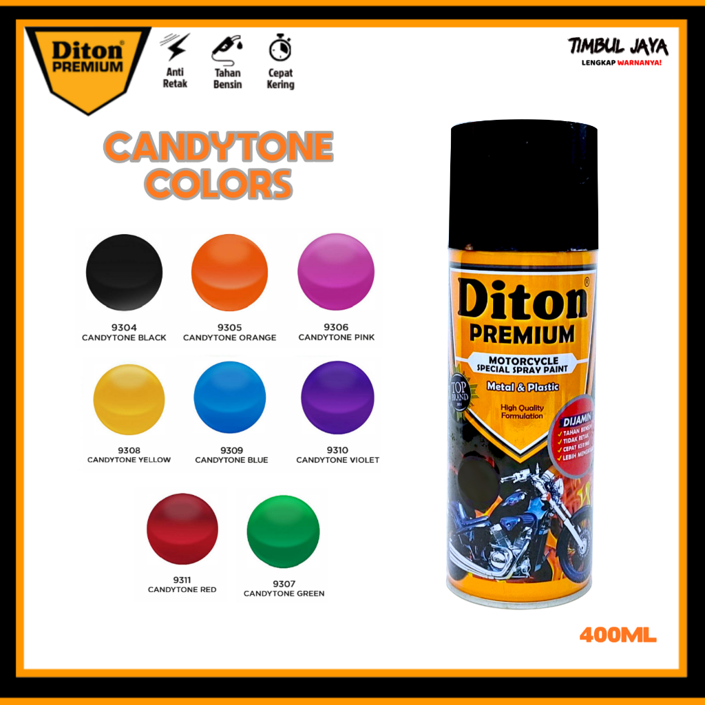 Diton Premium Candytone 400ml ALL Warna / Diton Candy Tone Red / Diton Candy Blue / Diton Candy Ungu