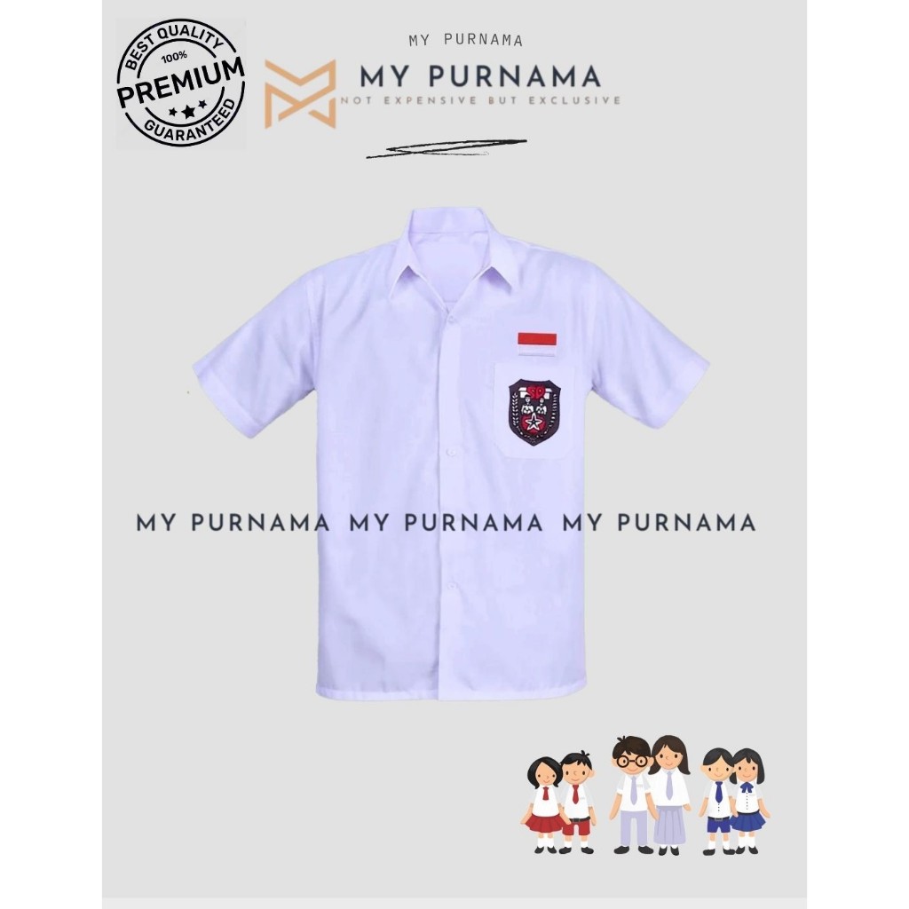 

Seragam Sekolah SD Hem Putih Baju Atasan Lengan Pendek Bet Bordir Kain Oxford By My Purnama