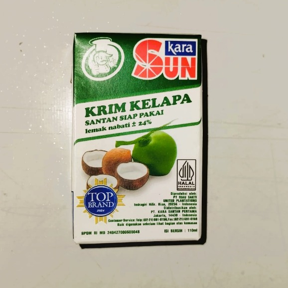 

Santan Siap Pakai Kara Sun 110ml Krim Kelapa Lemak Nabati Halal
