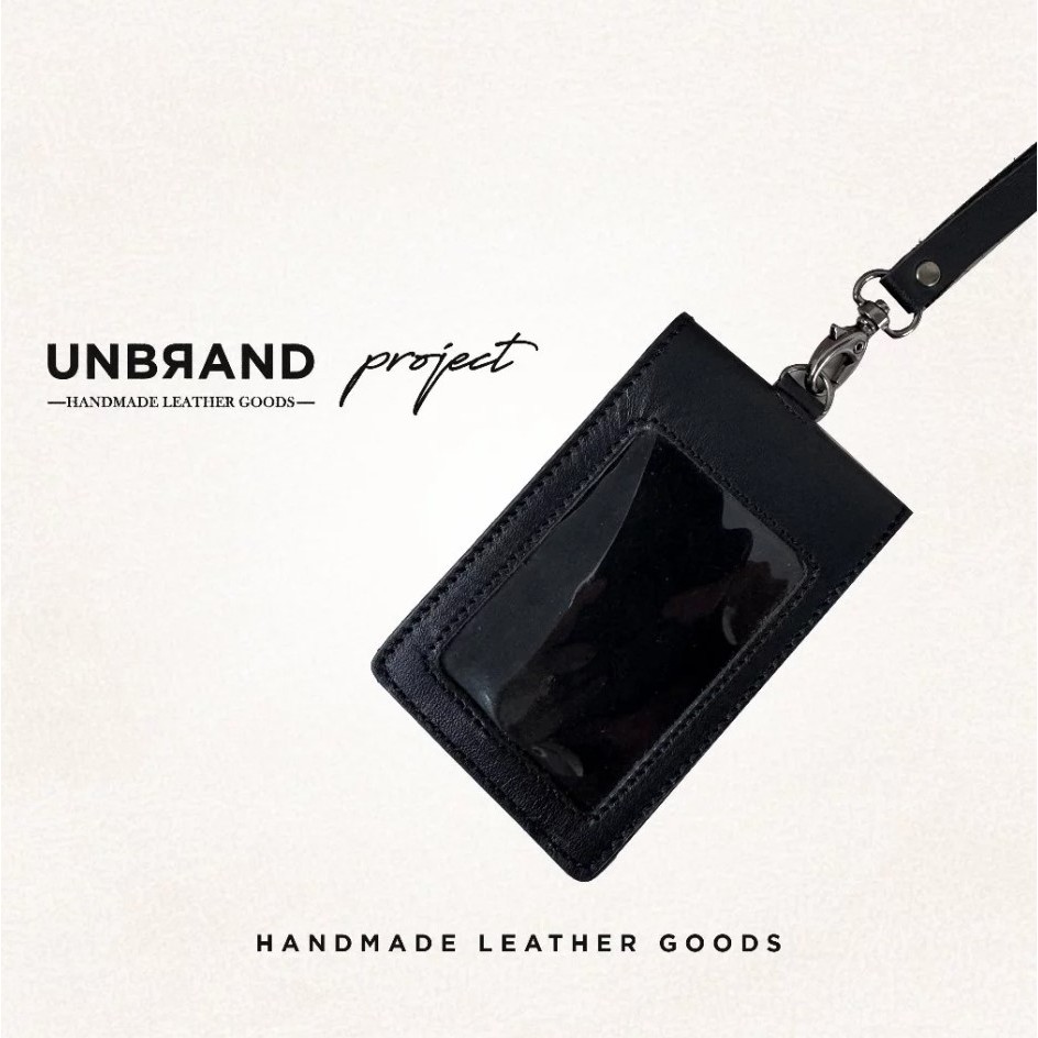 

Kalung Gantungan Holder Leather Id card Name Tag Landyard Papan Nama Magnet Kulit Sapi Asli Unbrand