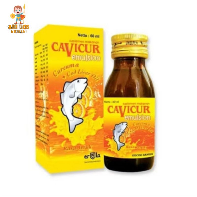 CAVICUR Emulsion 60 ml - Suplemen Minyak Ikan & Curcuma - Penambah nafsu makan anak