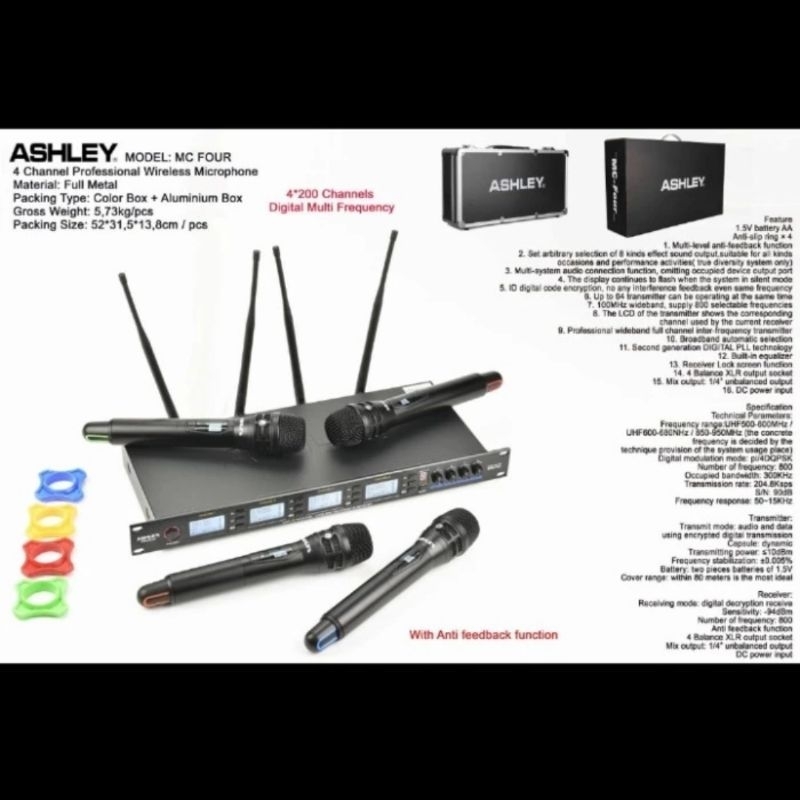 Mic Wireless Ashley MC FOUR  MCFOUR 4 Microphone Handheld Original