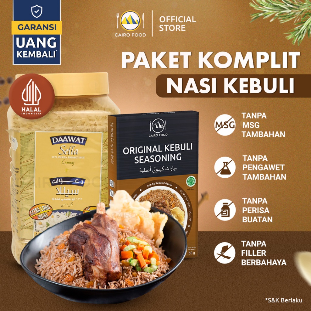 

Paket Komplit Nasi Kebuli Original Sehat – Tanpa MSG, 100% Rempah Murni | Cairo Food