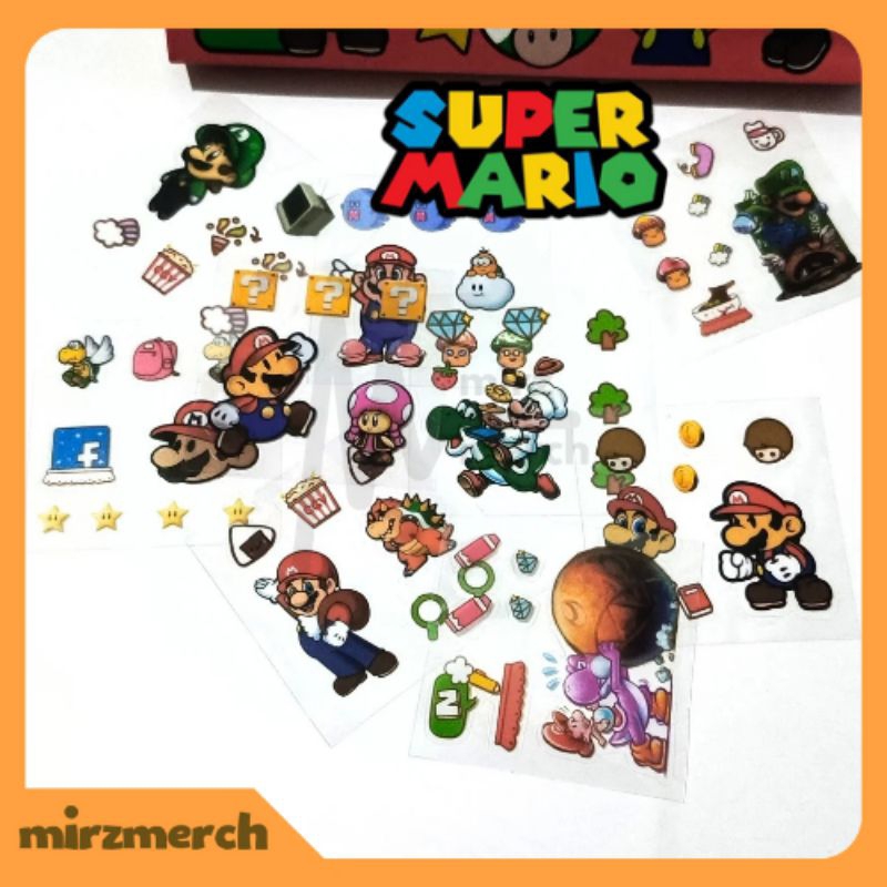 

Sticker Anak Karakter Super Mario Lucu Korea Aesthetic Ecer Isi 5 Lembar/10 Lembar Waterproof Murah