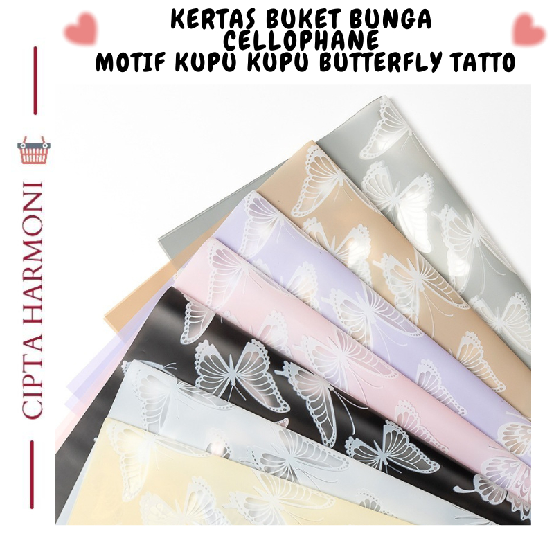 

Kertas Buket Bunga Motif Kupu Kupu Butterfly Tatto Cellophane Florist KB048