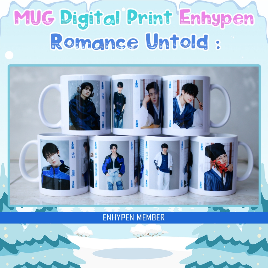 Mug Enhypen Gelas Print Kpop Merch Unofficial Fans Made