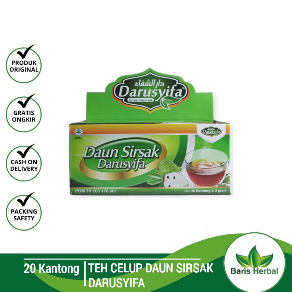 

TEH DAUN SIRSAK DARUSYIFA || TEH HERBAL ANTI KANKER - Isi 20 kantong